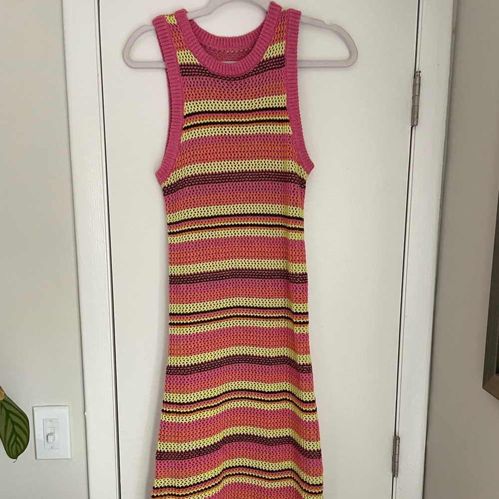 NWOT Colorful Crochet Striped Dress - Picture 3 of 4